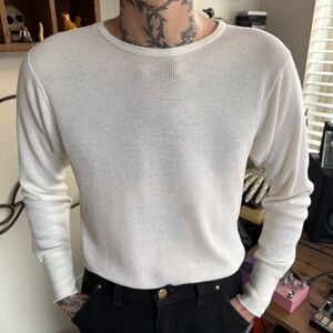 Vintage 80s JE Morgan White Thermal Made in USA ~ Size M